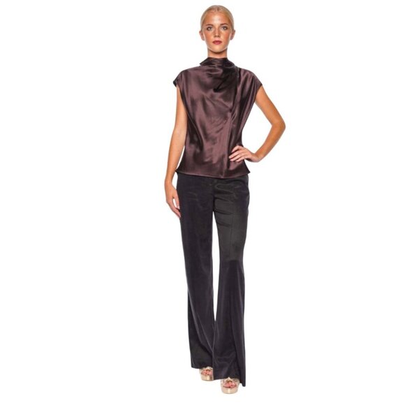 Veronica Beard Grigore Pants Trousers Womens 8 Black High Rise Wide Leg Stretch